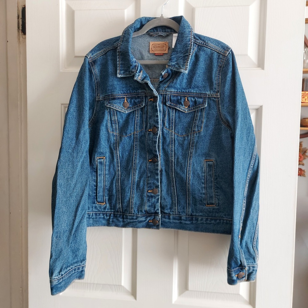 CE Schmidt Workwear Womens Medium Wash Denim Trucker Jacket Fit For Her Large